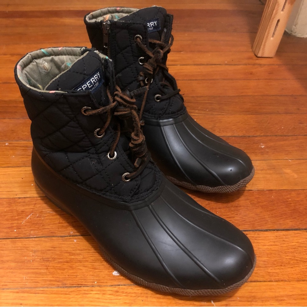 Sperry rain snow boots Black women 8